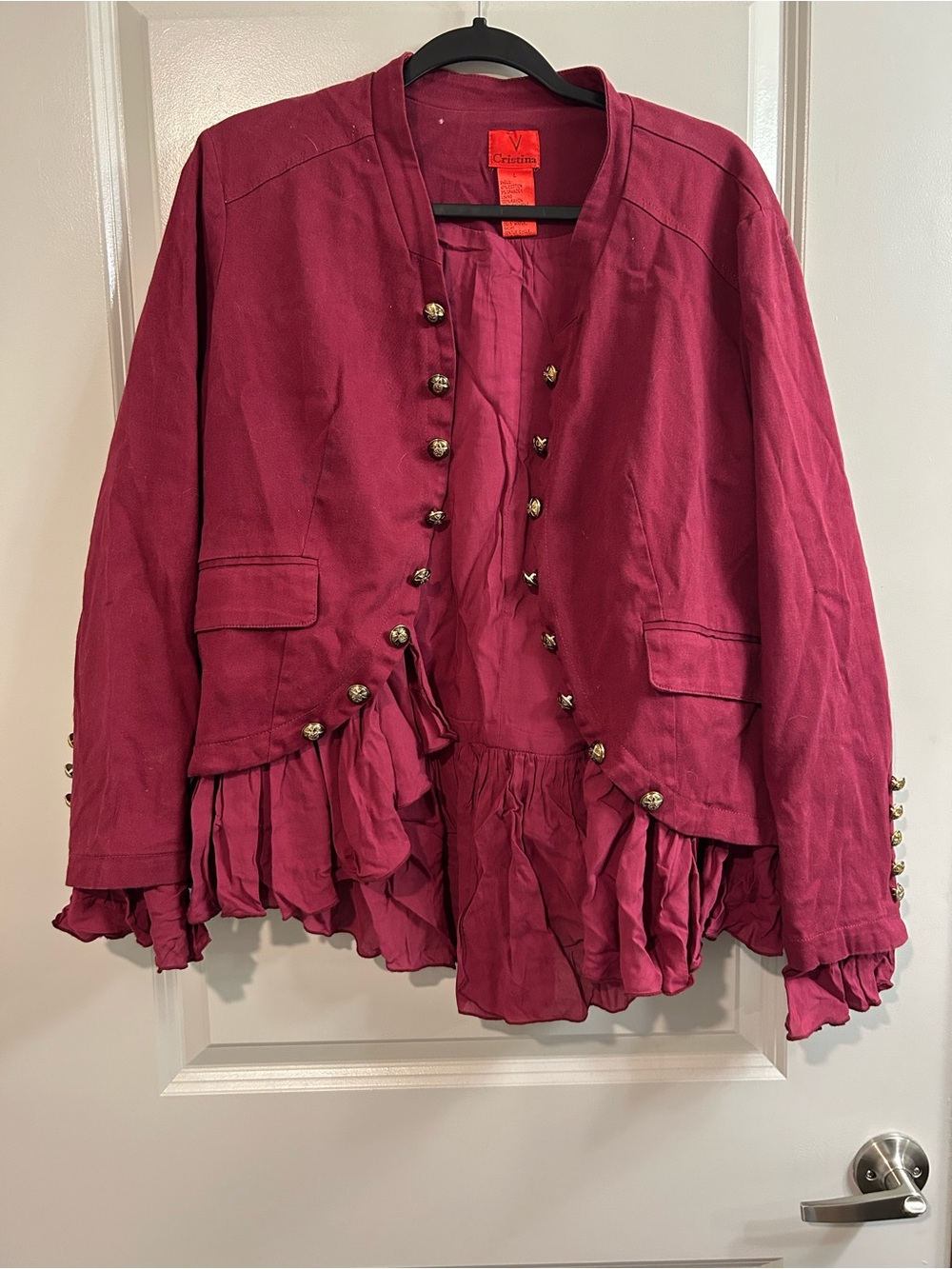 Christina Ruffled Front Blazer in Berry